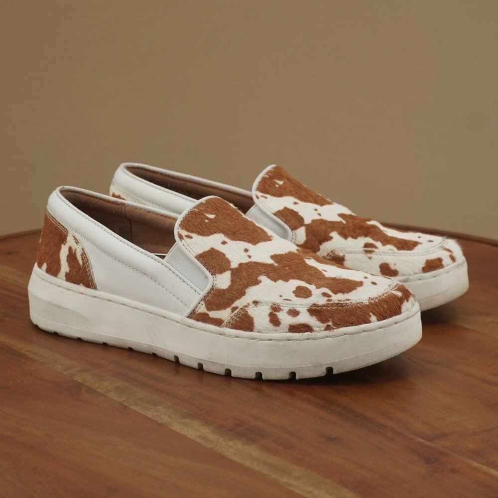 Women's Brown and White Slip-On Shoes